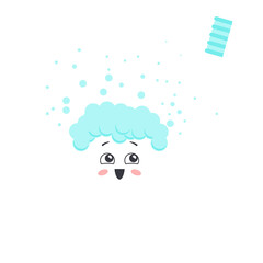 Happy tooth and toothbrush in cartoon style. Illustration on transparent background