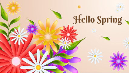 Light brown spring botanical flower illustration background vector. Beige floral background