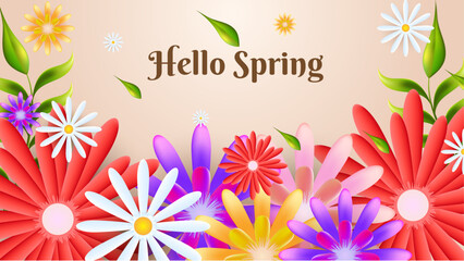 Fototapeta na wymiar Light brown spring botanical flower illustration background vector. Beige floral background