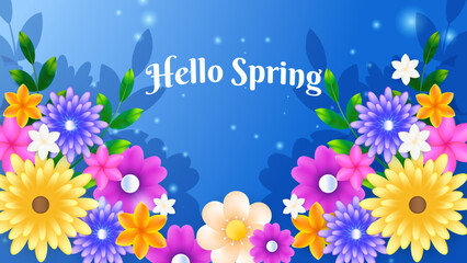 Fototapeta na wymiar Hello spring. Blue botanical flower floral illustration background vector