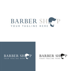 Fototapeta na wymiar Barbershop logo design template. Vintage label barber shop sign. Vector illustration.