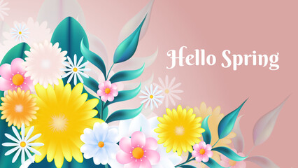 Beautiful floral background template. Abstract soft pink nature spring Background vector