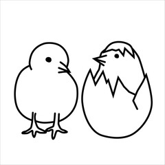 Chicken and egg set doodle vector illustration isolated on white