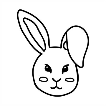 Bunny face doodle vector illustration isolated on white