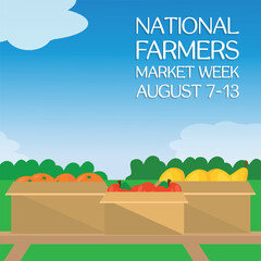 national farmers market week . Design suitable for greeting card poster and banner