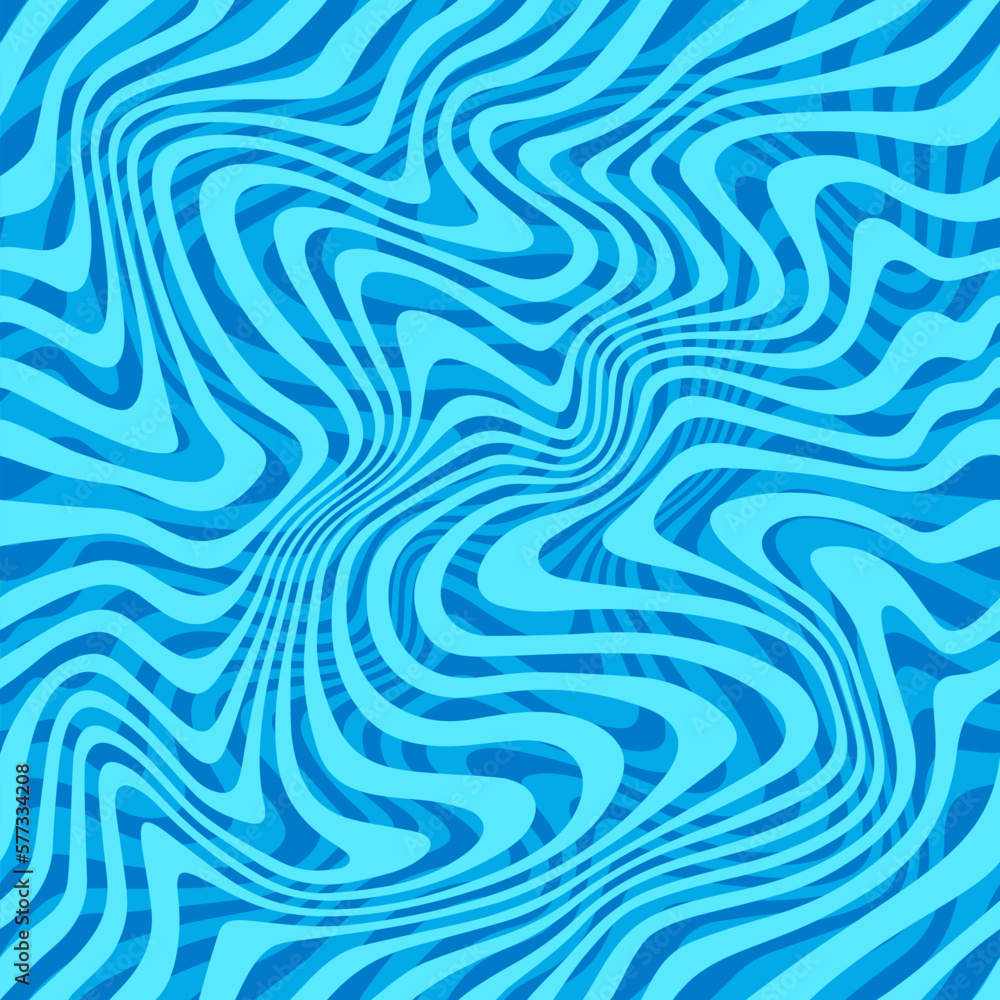 Poster Abstract Water Splash Seamless Pattern with Swirl Waves. Azure Cartoon Water Ripple Texture. Vector Illustration of Ocean, River, Sea and Swimming Pool
