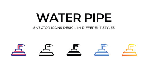 water pipe Icon Design in Five style with Editable Stroke. Line, Solid, Flat Line, Duo Tone Color, and Color Gradient Line. Suitable for Web Page, Mobile App, UI, UX and GUI design.