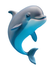 cute dolphin jumping, 3D style, isolated background. Generative Ai