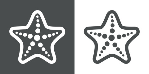 Vida marina. Ilustración aislada de una estrella de mar en fondo gris y fondo blanco