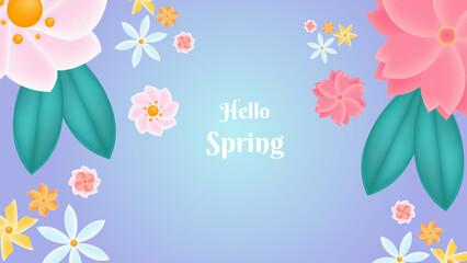 Beautiful spring background. Gradient blue floral background vector design