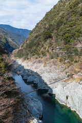 日本　徳島県三好市を流れる吉野川と大歩危峡