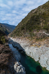 日本　徳島県三好市を流れる吉野川と大歩危峡