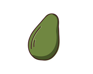 Avocado,  doodle vector illustration isolated on white background