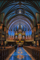 Magnificent opulent splendid baroque gothic church cathedral basilica interiors with stucco,...