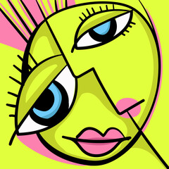 Abstract face vector art illustration