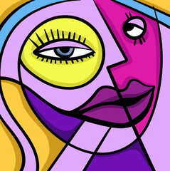 Abstract face vector art illustration