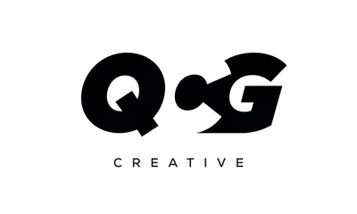 QCG letters negative space logo design. creative typography monogram vector