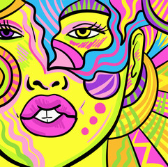 Abstract face vector art illustration