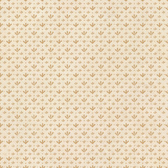 Seamless pattern with vintage brown repeating twigs with leaves on beige paper background. Watercolor hand drawn illustration sketch