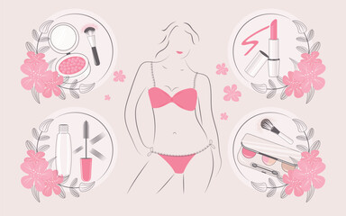 Obraz premium The concept of beauty, tenderness and femininity. Vector illustration