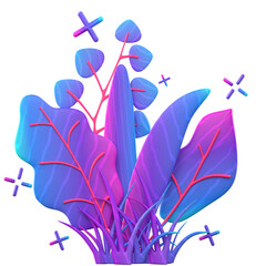 grass plant purple gradation 3d illustration