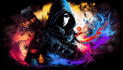 dark fantasy ranger portrait - By Generative AI