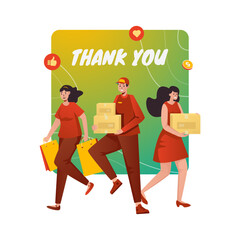Thank you message greeting for shopping vector illustration