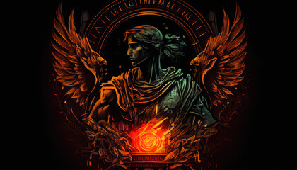 Fototapeta premium Roman empire winged angel - By Generative AI