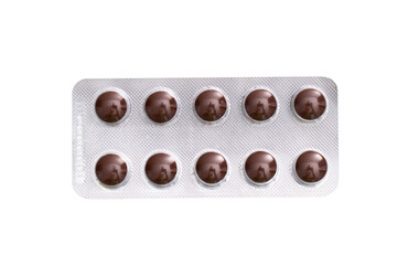 Food supplement tablet packaging, transparent background, isolated png.