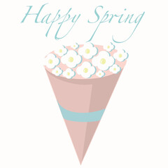 ice cream cone bouquet of beautiful spring flowers,gift,spring card,spring tulips,spring flowers,daisies,tulips,red,green,happy spring,happy birthday