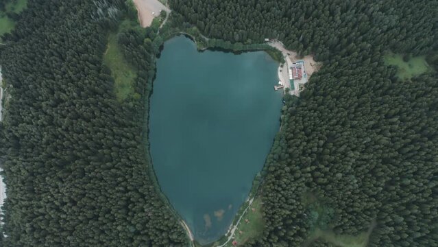 Aerial view of Karagol Lake in Artvin. 4K Footage in Turkey