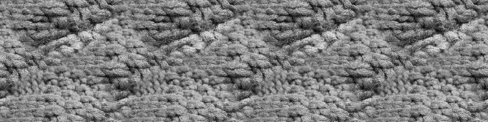Knit Yarn Pattern. Monochrome Seamless Pullover.