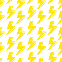 Lightning icon seamless vector pattern. Cartoon childish fabric print template.