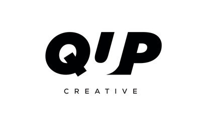 QUP letters negative space logo design. creative typography monogram vector