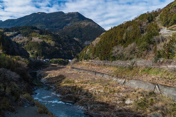 日本　徳島県三好市を流れる吉野川と大歩危