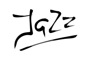 Jazz music word, t-shirt print template. Hand drawn lettering.