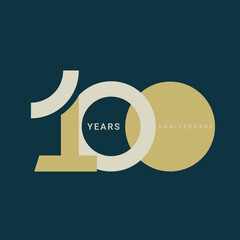 100, 100th anniversary logo, Golden Color, 100 years for birthday, invitation, wedding, jubilee and greeting card illustration. - obrazy, fototapety, plakaty