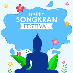 Vector illustration of Happy Songkran Festival wishes greeting card