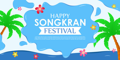 Fototapeta na wymiar Vector illustration of Happy Songkran Festival wishes greeting card