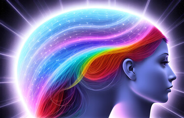Human mental energy abstract illustration, generated ai