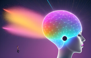 Human mental energy abstract illustration, generated ai