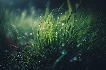 Fototapeta na wymiar Natural Green Grass Background. Illustration AI Generative