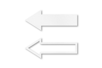 White paper arrow isolated on transparent background