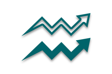 Green arrow graph paper isolated on transparent background