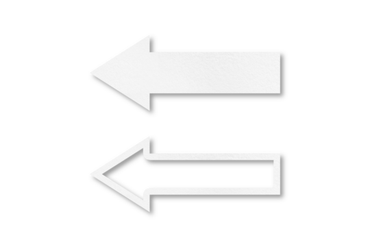 White paper arrow isolated on transparent background