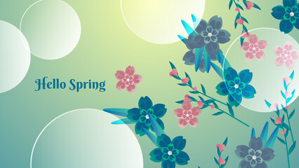 Light green gradient floral background. Spring wallpaper paper style. vector background