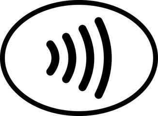 Contactless payment icon isolated on white. Credit card hand, wireless NFC pay wave and contactless pay pass logo. Vector illustration