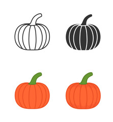 Pumpkin icons set. Vector illustration