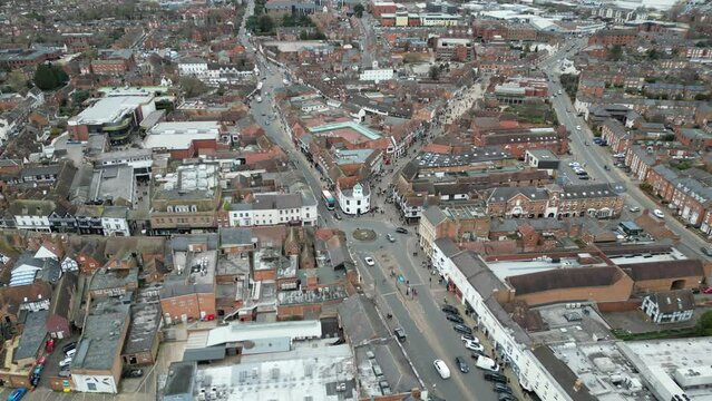 Panning Drone aerial Stratford upon Avon England UK 4K footage