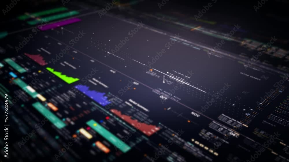 Poster business stock market, trading, info graphic with animated graphs, charts and data numbers insight a
